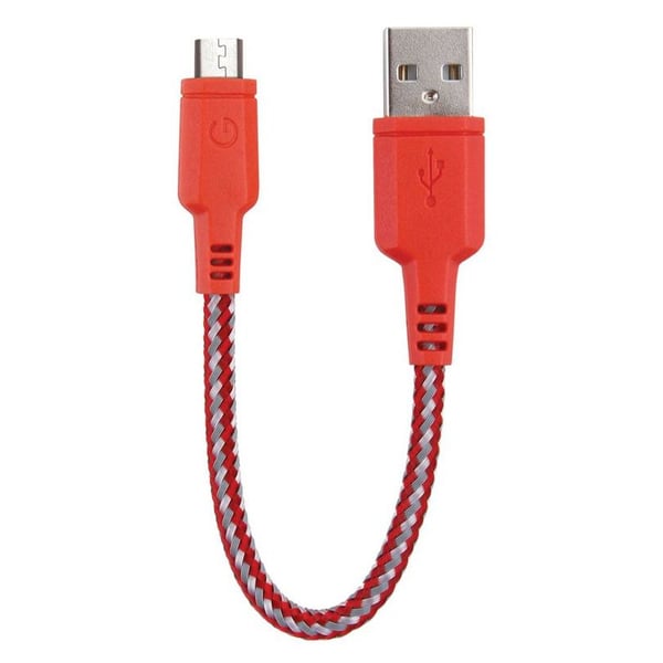 Energea Nylo Tough Micro USB Cable 16cm Red - CBLNTAMRED016