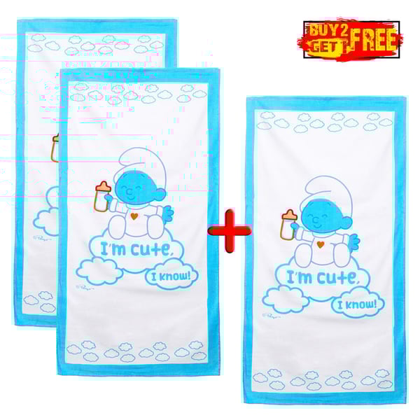 Smurfs Kid's Soft Hand Feel Printed Beach Towel 100% Cotton Bath/Pool/Beach Towel 70x140 cms - White&Blue (Buy 2 Get 1 Free) Smurfs Kid's Soft Hand Feel Printed Beach Towel 100% Cotton Bath/Pool/Beach Towel 70x140 cms - White&Blue (Buy 2 Get 1 Free)