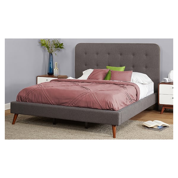 Garbo Mid Century Upholstered King Bed without Mattress Grey Garbo Mid Century Upholstered King Bed without Mattress Grey