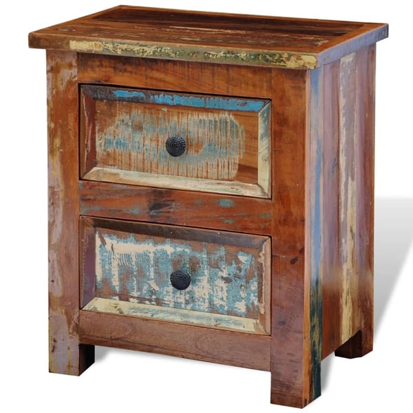 vidaXL Nightstand with 2 Drawers Solid Reclaimed Wood vidaXL Nightstand with 2 Drawers Solid Reclaimed Wood