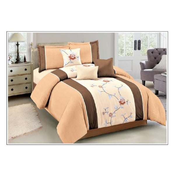 AIWA AI-754-2/M.FIBER King Comforter Set 240x260cm Poly Cotton Print Brown