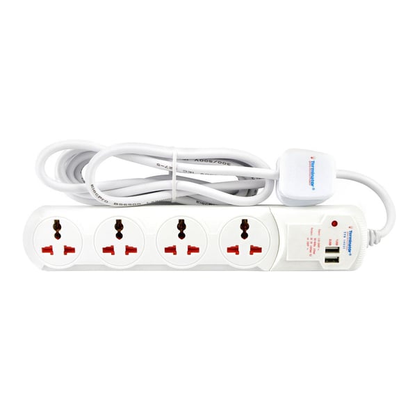 Terminator 13 Amp 4 Way Extension W/2 USB Socket TPB14U2i Terminator 13 Amp 4 Way Extension W/2 USB Socket TPB14U2i