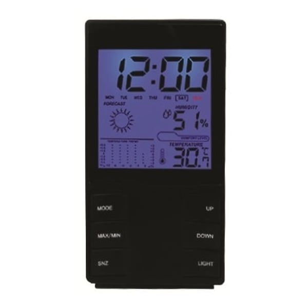 Eklasse Digital Clock With Calendar/Temperature & Humidity Meter Display Black EKTHM02AS