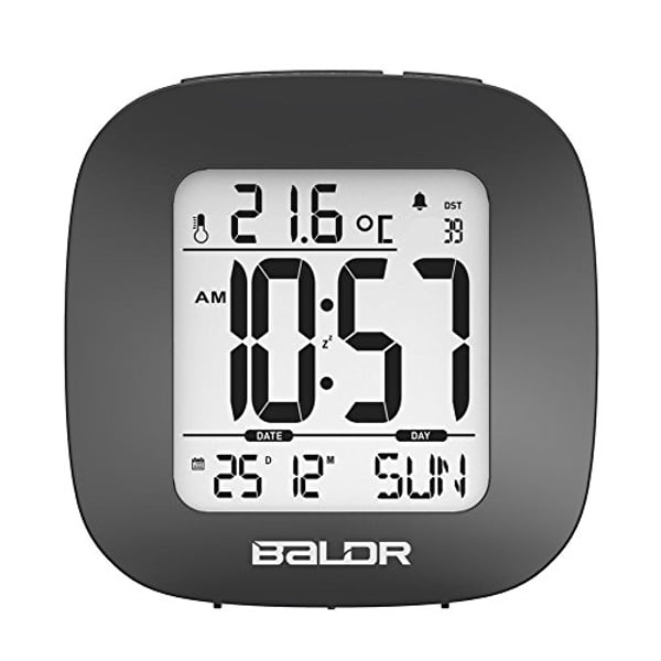 Baldr Mini Snooze Alarm Travel Digital Clock, Black