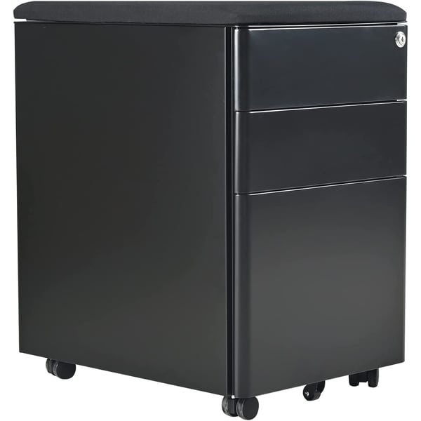 Navodesk Mobile Pedestal 3-drawer File Cabinet Under Desk Drawer With Castor Wheels By Navodesk Black Black Cushion