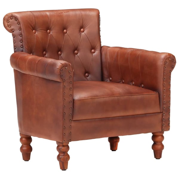 vidaXL Armchair Brown Real Goat Leather vidaXL Armchair Brown Real Goat Leather