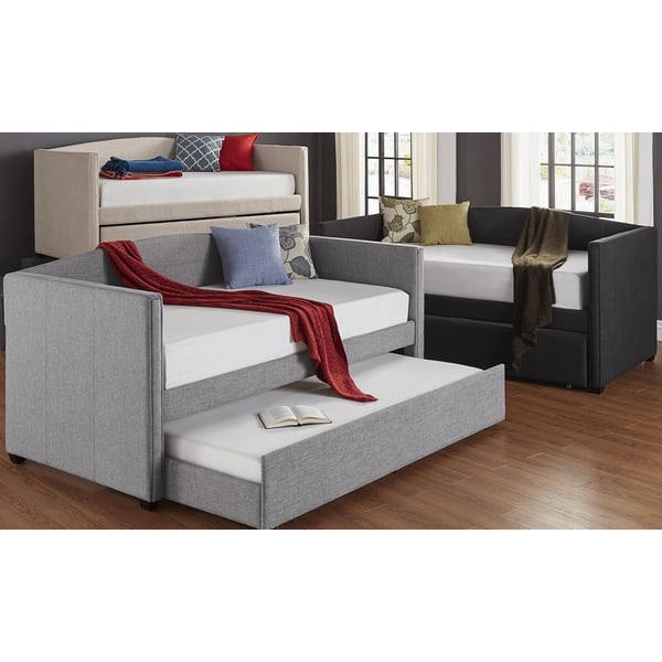 Shelter Arm Daybed and Trundle Day Bed With Trundle Beige Shelter Arm Daybed and Trundle Day Bed With Trundle Beige