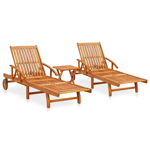 vidaXL 2 Piece Sunlounger Set with Table Solid Acacia Wood vidaXL 2 Piece Sunlounger Set with Table Solid Acacia Wood