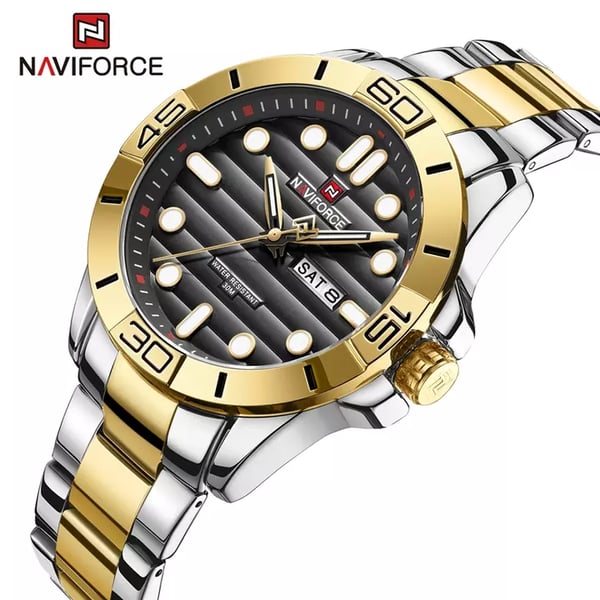Naviforce 9198 Steamroller Men Watch-nf9198s-gldblk Naviforce 9198 Steamroller Men Watch-nf9198s-gldblk