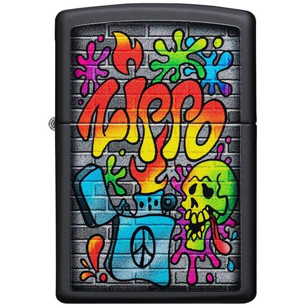 Zippo Classic Lighter Model 49605 - Zippo Street Art With Vibrant Color Graffiti Design - Windproof | Metal Material - Black Zippo Classic Lighter Model 49605 - Zippo Street Art With Vibrant Color Graffiti Design - Windproof | Metal Material - Black
