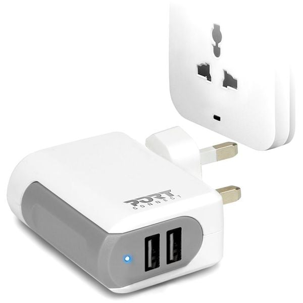 Port Dual USB Wall Charger White Port Dual USB Wall Charger White