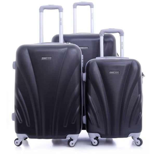 Para John ABS Luggage Travel Trolley With 4 Wheels 3pcs Set Black Para John ABS Luggage Travel Trolley With 4 Wheels 3pcs Set Black