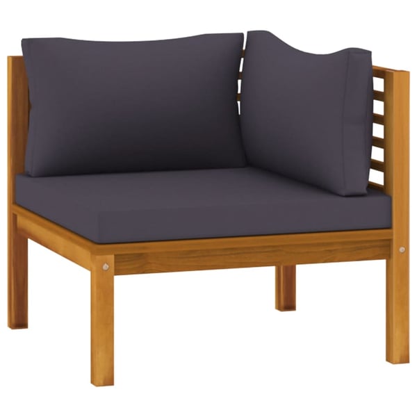 Vidaxl Sectional Corner Sofa With Dark Grey Cushions Solid Acacia Wood Vidaxl Sectional Corner Sofa With Dark Grey Cushions Solid Acacia Wood