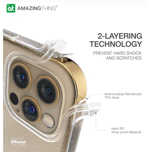 Amazing Thing Quartz Ultra Impact designed for iPhone 12 and 12 PRO (6.1 inch) case/cover - Flashing Crystal Amazing Thing Quartz Ultra Impact designed for iPhone 12 and 12 PRO (6.1 inch) case/cover - Flashing Crystal