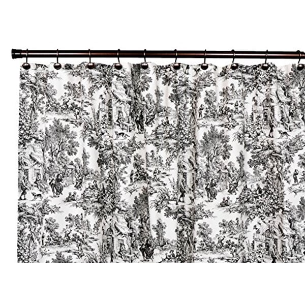Ellis Curtain Victoria Park Toile Bathroom Shower Curtain, Black