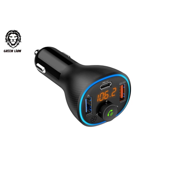 Green Wireless Hands-Free Car Kit with Built-In - FM Transmitter ( QC3.0 + PD 20W ) 38W Black Green Wireless Hands-Free Car Kit with Built-In - FM Transmitter ( QC3.0 + PD 20W ) 38W Black