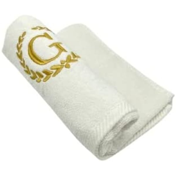 Byft Embroidered Monogrammed Hand Towel Golden Letter 