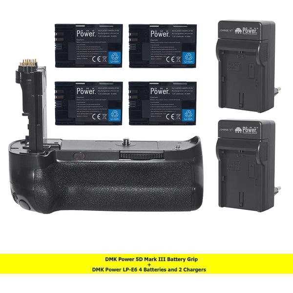 Dmk Power Dmk-bg-e11 Battery Grip Kit Compatible With Canon Eos 5d Mark Iii, Eos 5ds, Eos 5ds R Digital Slr Camera Includes Qty 4 Replacement Lp-e6 Batteries + 2pcs Charger + Vertical Battery Grip Dmk Power Dmk-bg-e11 Battery Grip Kit Compatible With Canon Eos 5d Mark Iii, Eos 5ds, Eos 5ds R Digital Slr Camera Includes Qty 4 Replacement Lp-e6 Batteries + 2pcs Charger + Vertical Battery Grip