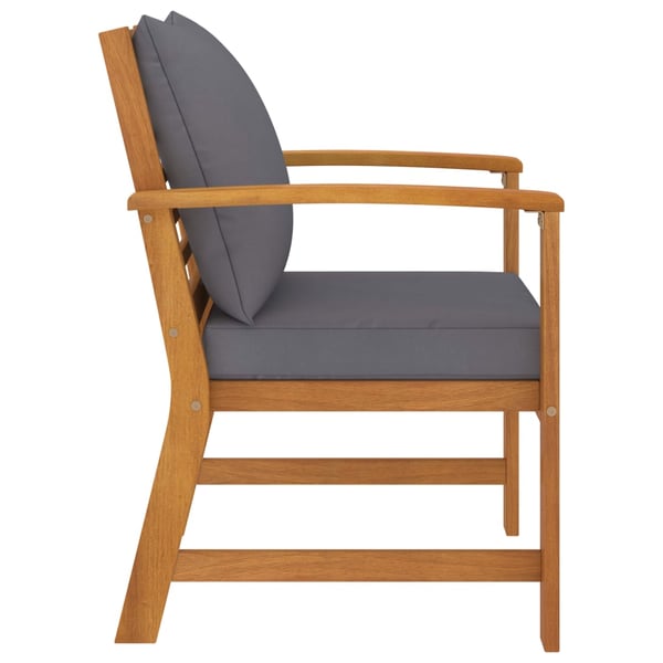 vidaXL Garden Chairs 2 pcs with Dark Grey Cushion Solid Acacia Wood