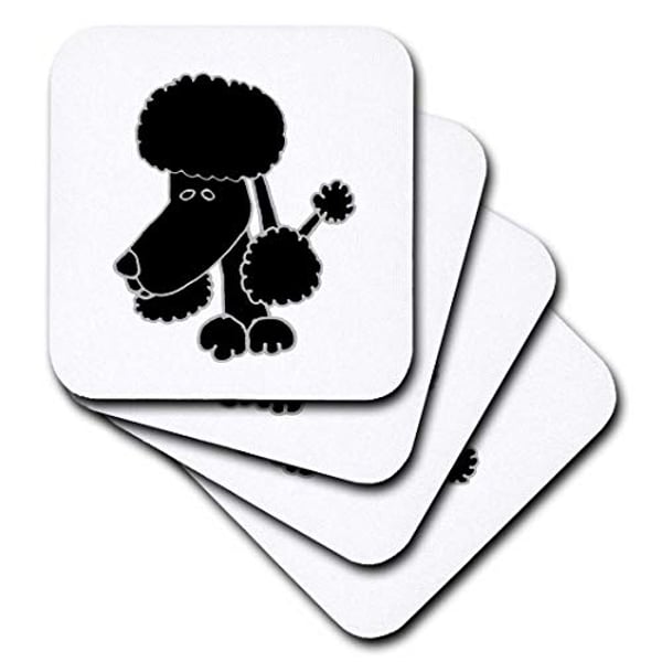 3Drose Funny Black Poodle Dog Cartoon - Soft Coasters, Set Of 8 (Cst_201805_2)