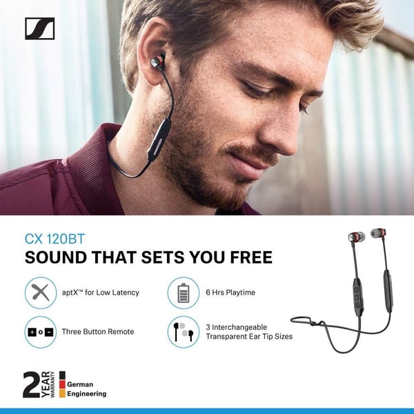 Sennheiser CX-120BT Wireless In Ear Headset Black Sennheiser CX-120BT Wireless In Ear Headset Black