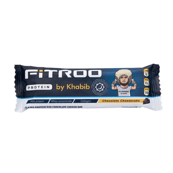 Buy Fitroo Khabib Glazed Protein Bar Chocolate Cheesecake 50g Online in UAE Sharaf DG