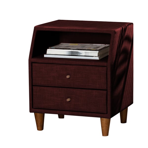Asghar Furniture - Kinbor 2-Drawer Nightstand - Maroon Asghar Furniture - Kinbor 2-Drawer Nightstand - Maroon