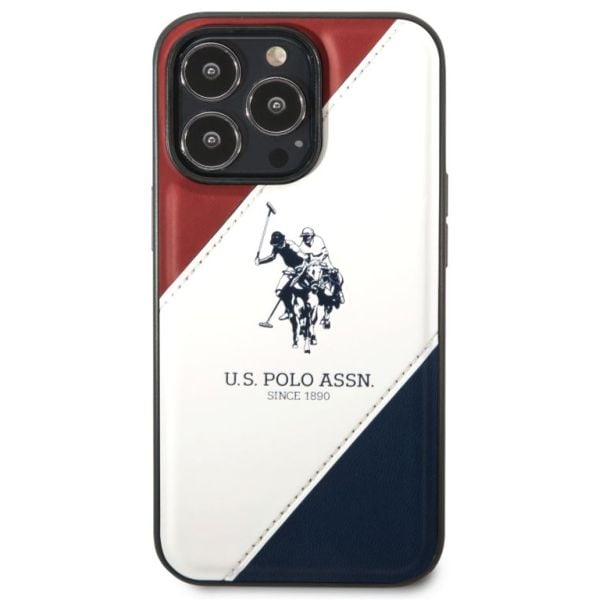 US Polo PU Leather Case with Stitched Lines for iPhone 14 - Red