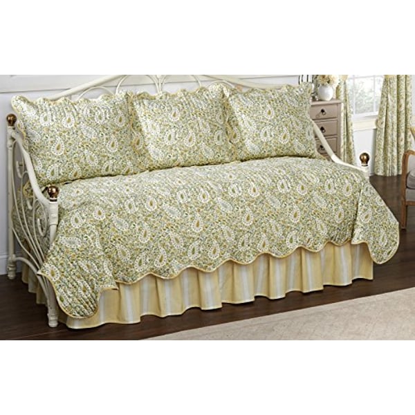 Waverly Paisley Verveine 5-Piece Quilted Reversible Comforter Day Bed Cover Set, 105 Waverly Paisley Verveine 5-Piece Quilted Reversible Comforter Day Bed Cover Set, 105