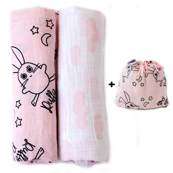 Buy Milk&moo Set Of 2 Chancin Baby Muslin Swaddle Blanket Online in UAE