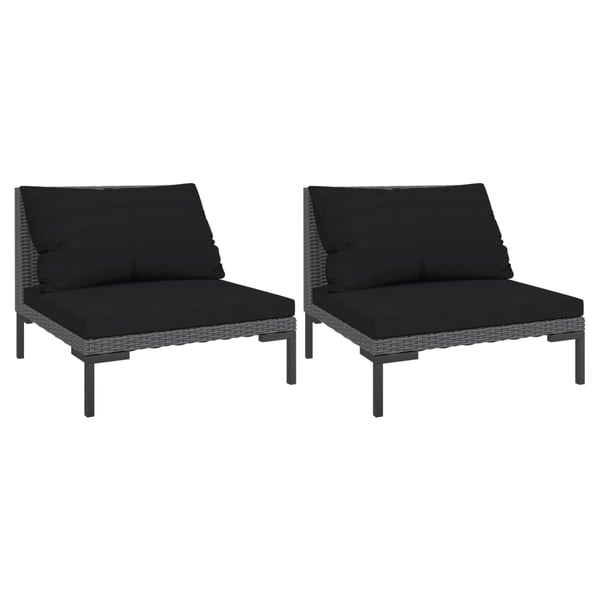 Buy vidaXL Garden Sofas 2pcs with Cushions Half Round Poly Rattan