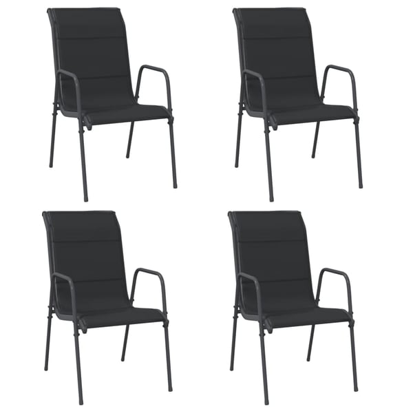 vidaXL Garden Chairs 4 pcs Steel and Textilene Black vidaXL Garden Chairs 4 pcs Steel and Textilene Black