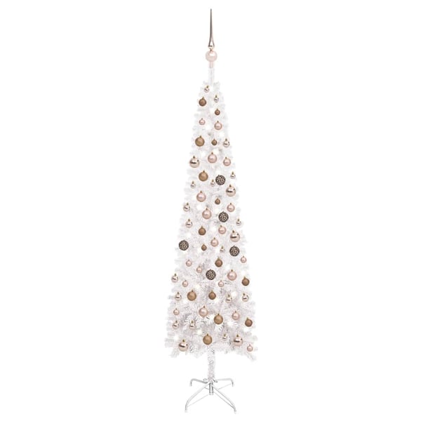 Buy vidaXL Slim Christmas Tree with LEDs&Ball Set White 180 cm Online