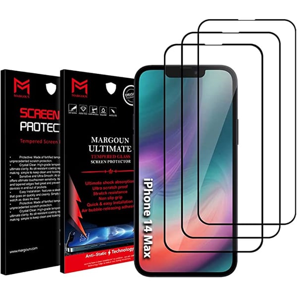 MARGOUN 3 Pack for iPhone 14 Plus Screen Protector Tempered Glass Black MARGOUN 3 Pack for iPhone 14 Plus Screen Protector Tempered Glass Black