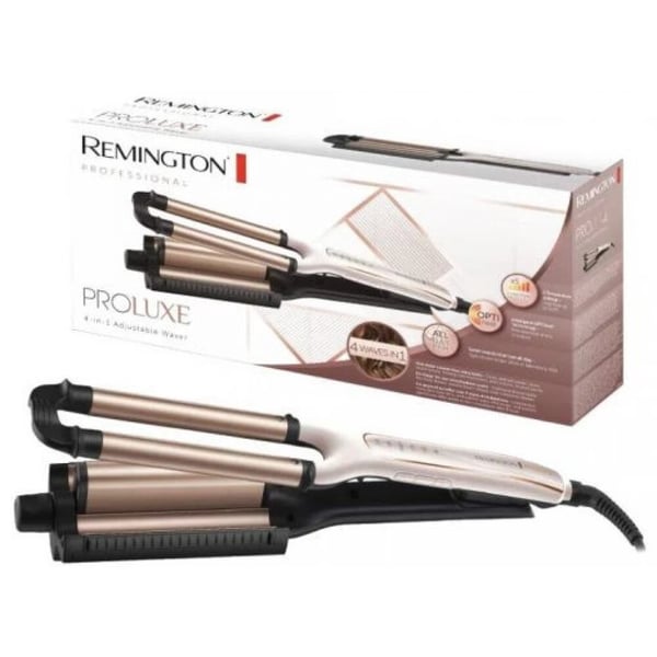 Remington Proluxe 4-in-1 Hair Waver - Deep Barrel Adjustable Hair Curler With 4 Different Style Choices And Pro+ Heathly Heat Setting - Ci91aw