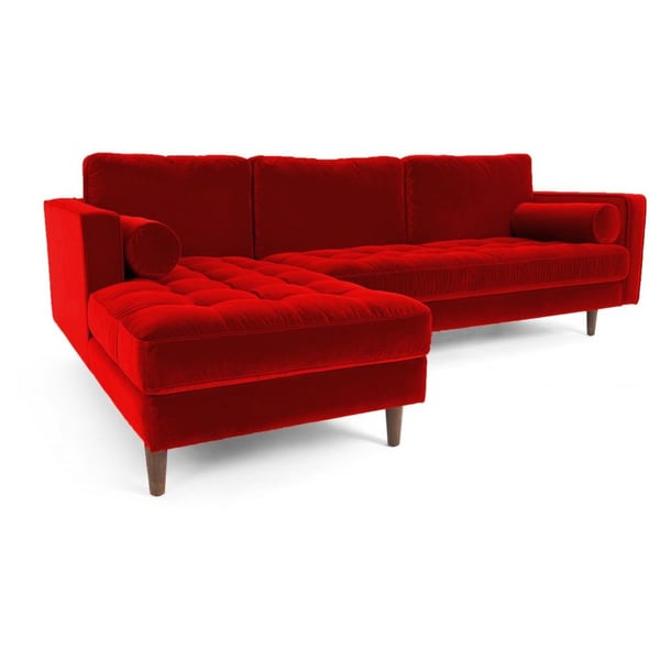 Galaxy Design Velvet Series Scott L Shape Sofa Red