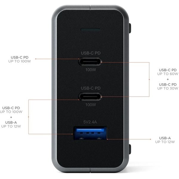 Satechi 3 Port Charging Station 100W Space Grey