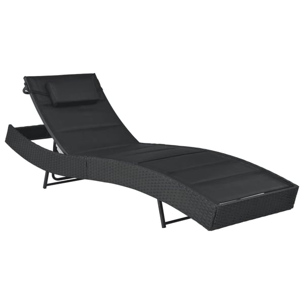 44896 Vidaxl Sun Lounger Poly Rattan And Textilene Black 44896 Vidaxl Sun Lounger Poly Rattan And Textilene Black