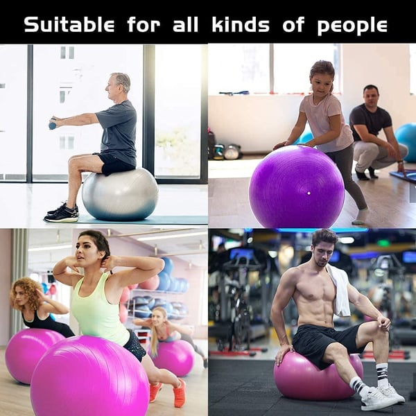 ULTIMAX Yoga Ball, Exercise Ball for Fitness, Balance & Birthing, Anti-Burst Professional Quality Stability, Design Balance Ball Pilates Core and Workout Ball with Quick Pump - 65 cm (Purple)