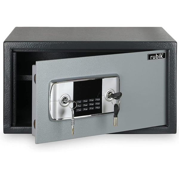 Rubik Safe Box With Dual Security Lock For Home Office Secure Documents Cash Passports Money Jewelry (44x38x24cm) Grey