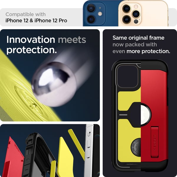 Spigen Tough Armor Designed for iPhone 12/12 Pro Case Cover (6.1inch) With Extreme Impact Foam- Red Spigen Tough Armor Designed for iPhone 12/12 Pro Case Cover (6.1inch) With Extreme Impact Foam- Red