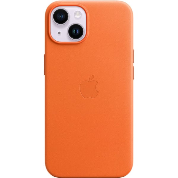 Apple iPhone 14 Leather Case Orange with MagSafe