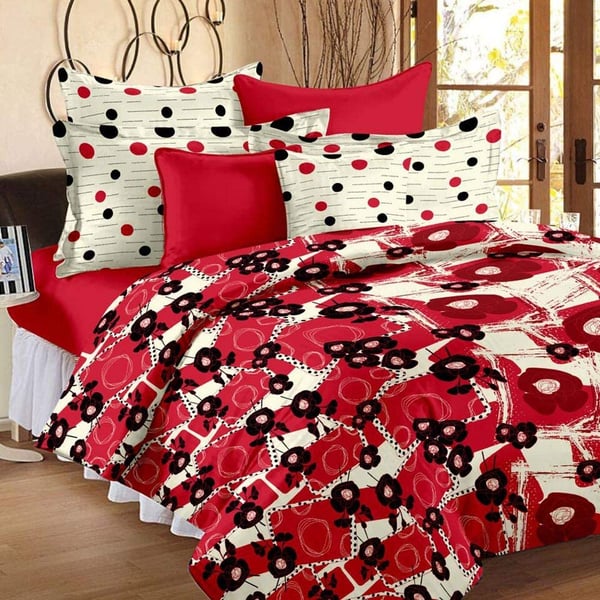 Buy StoryHome Flat Double Bedsheet, Red, 235cm X 270cm, Vl1201 Online