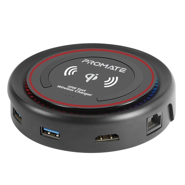 Promate Usb-c Hub, 100w Type-c Pd,hdmi,dual Usb Port,ethernet,wireless Charging Pad, Centerhub Mar Promate Usb-c Hub, 100w Type-c Pd,hdmi,dual Usb Port,ethernet,wireless Charging Pad, Centerhub Mar