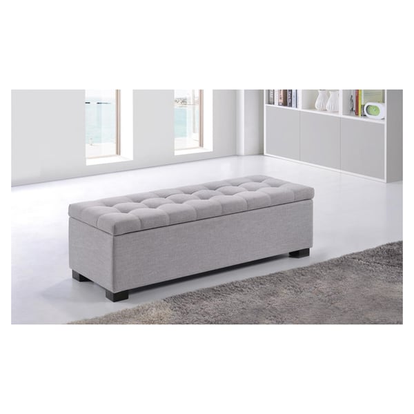 Modern Tufted Storage Ottoman Light Grey Modern Tufted Storage Ottoman Light Grey