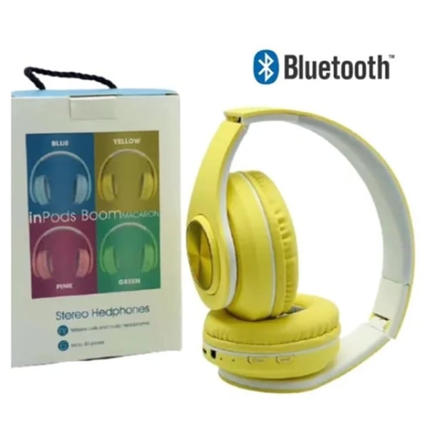 InPods Boom Bluetooth Wireless Headphone Stereo Hifi Headsets Macaron Headband Sports Headphones Supports TF Cards 3.5mm Cable