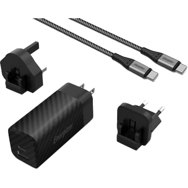 Energizer 90W Fast Charger With UK/EU/US Adapter Black Energizer 90W Fast Charger With UK/EU/US Adapter Black