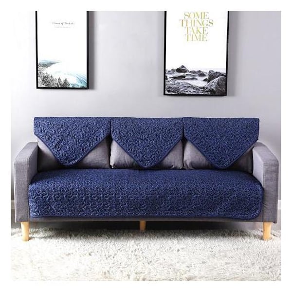 Two Seater Reversible Sofa Cover, Blue LeopardÂ  Design