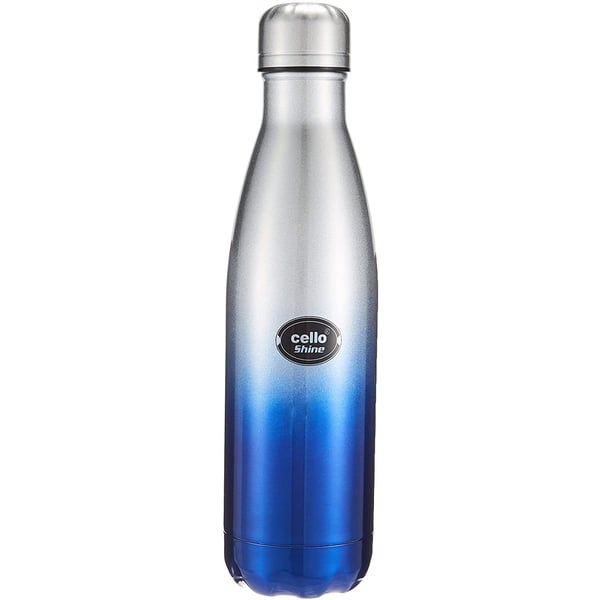 Buy Cello Shine Vacuum Insulated Steel Bottle Blue Silver 500 Ml