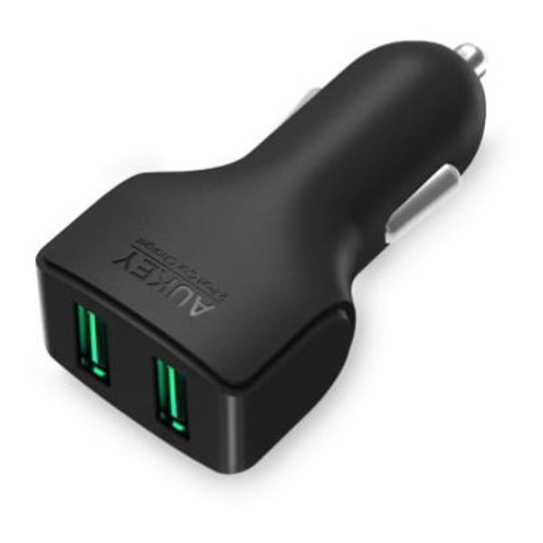 Aukey AiPower 2-Port 24W Car Charger Type C Cable Black Aukey AiPower 2-Port 24W Car Charger Type C Cable Black